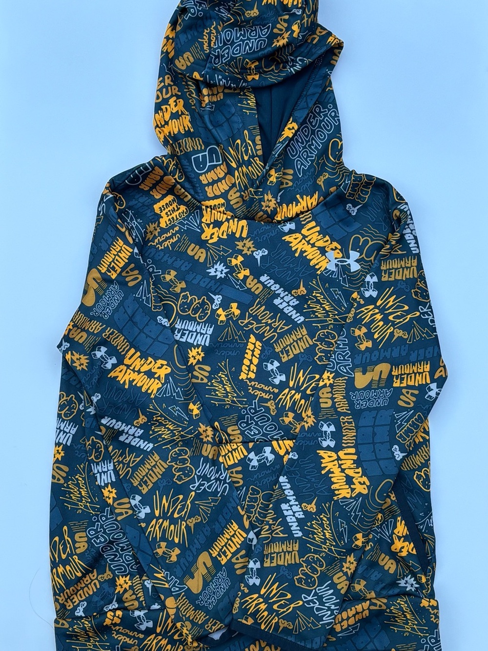Under Armour Youth Teal Hoodie with Yellow Graphic Print